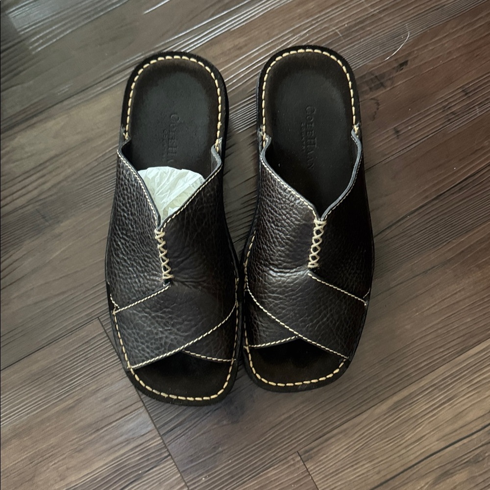 Cole Haan Dark Brown Leather Slides Made in Brazil. Price is firm🙏 Size 10
